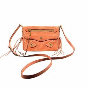 DKNY Coral Leather Crossbody Bag w/ Pockets & Lace-Up Sides